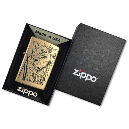 499 ZIPPO ЗажигалкаProud Lion Brushed Brass фото 7